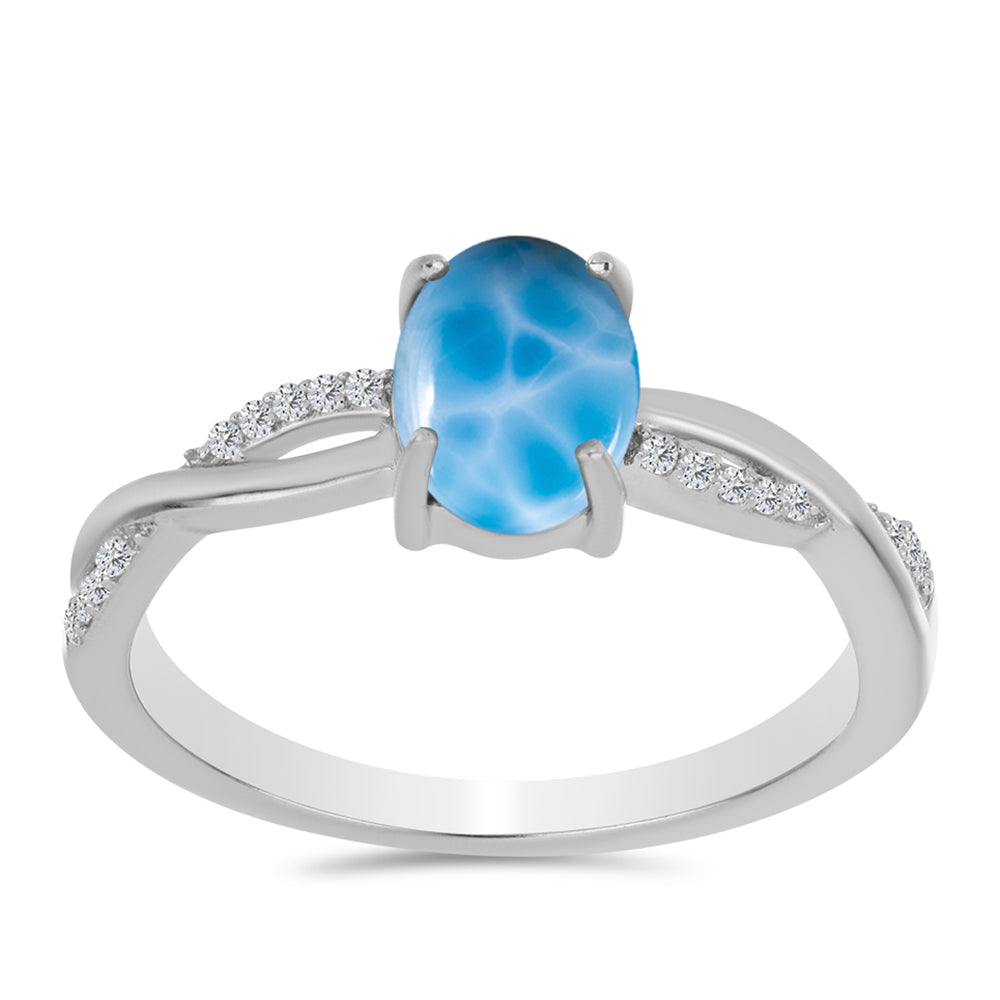 Anillo de Plata con Larimar de Barahona y Topacio Blanco 3 