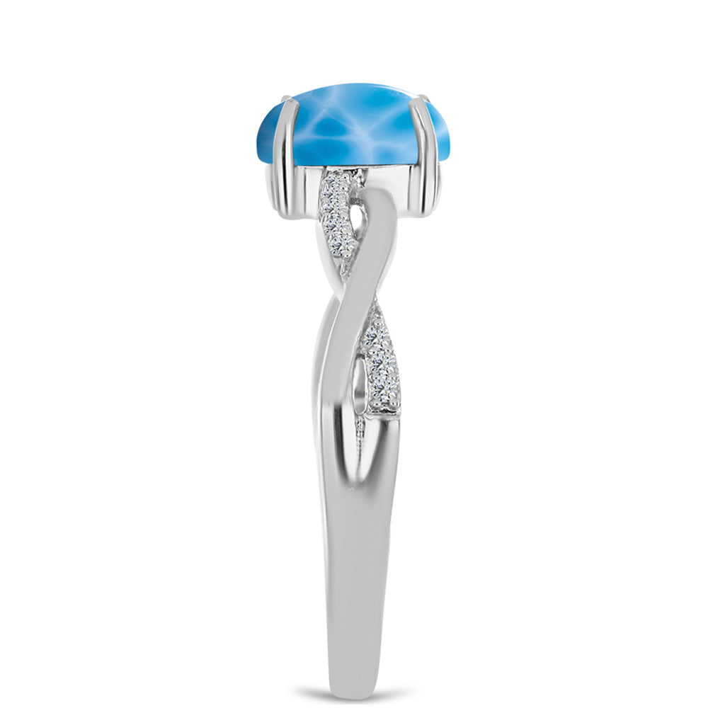 Anillo de Plata con Larimar de Barahona y Topacio Blanco 4 