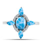 Anillo de Plata con Larimar de Barahona y Topacio Blanco