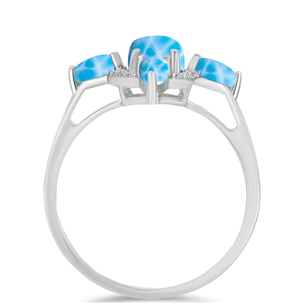 Anillo de Plata con Larimar de Barahona y Topacio Blanco 2 
