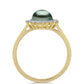 Anillo de Plata Bañada en Oro con Perla de río Tahiti verde ilusión y Topacio Blanco