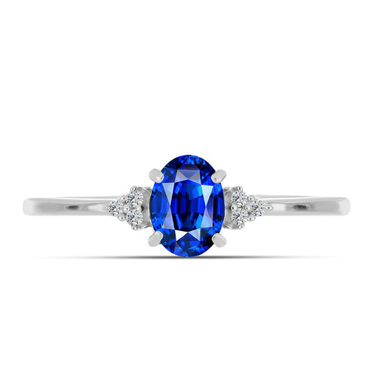 Anillo de Plata con Zafiro Azul Australiano y Topacio Blanco