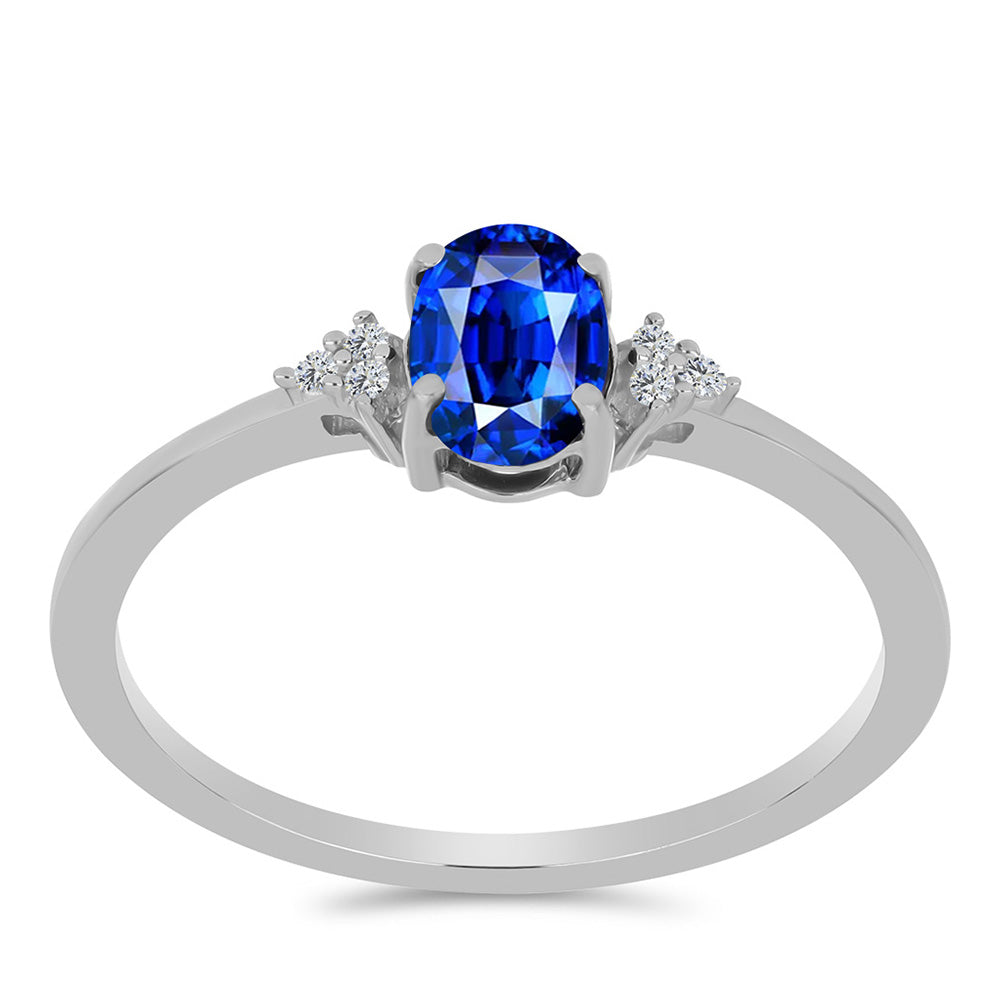Anillo de Plata con Zafiro Azul Australiano y Topacio Blanco 3 