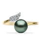 Anillo de Plata Bañada en Oro con Perla de río Tahiti verde ilusión y Topacio Blanco
