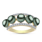 Anillo de Plata Bañada en Oro con Perla de río Tahiti verde ilusión y Topacio Blanco