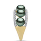 Anillo de Plata Bañada en Oro con Perla de río Tahiti verde ilusión y Topacio Blanco