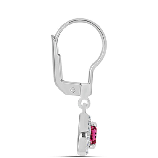 Pendientes de Plata con Rubelita de Cruzeiro y Topacio Blanco