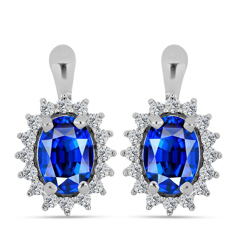 Pendientes de Plata con Zafiro Azul Australiano y Topacio Blanco