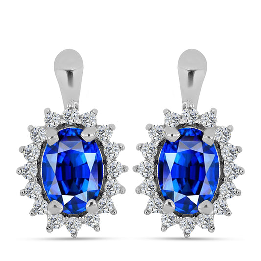 Pendientes de Plata con Zafiro Azul Australiano y Topacio Blanco