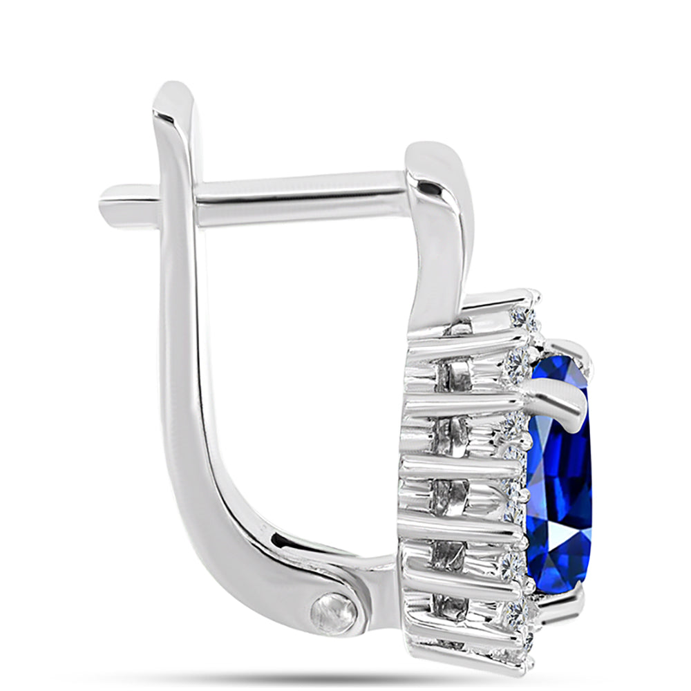 Pendientes de Plata con Zafiro Azul Australiano y Topacio Blanco 2 