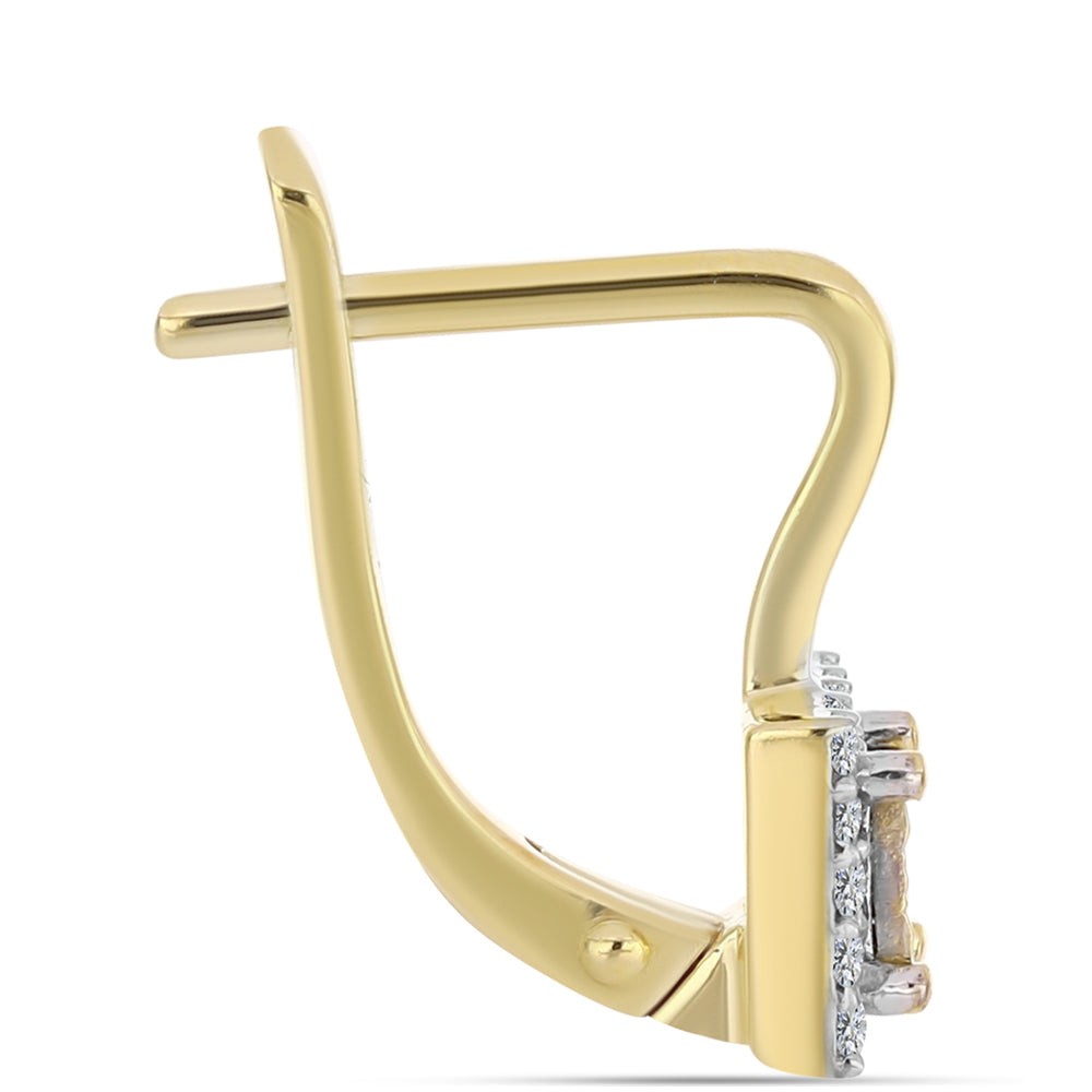 Pendientes de Plata Bañada en Oro con Diamante Cognac y Topacio Blanco 2 