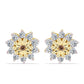Pendientes de Plata Bañada en Oro con Diamante Cognac y Topacio Blanco