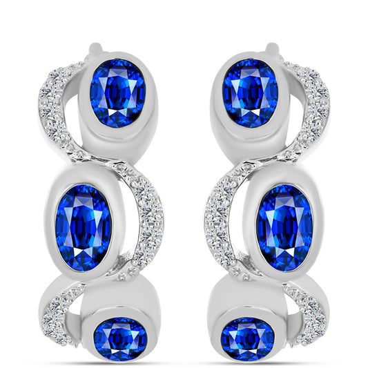 Pendientes de Plata con Zafiro Azul Australiano y Topacio Blanco