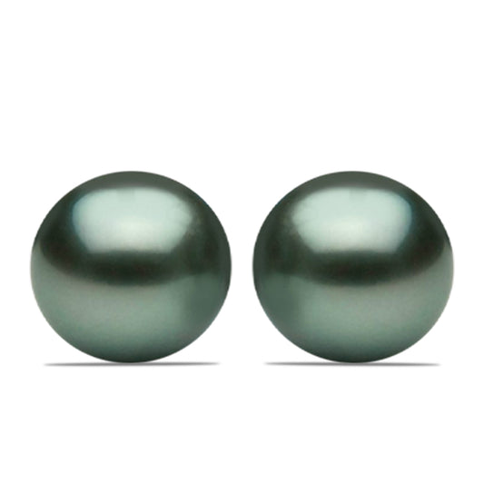 Pendientes de Plata Bañada en Oro con Perla de río Tahiti verde ilusión