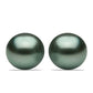 Pendientes de Plata Bañada en Oro con Perla de río Tahiti verde ilusión