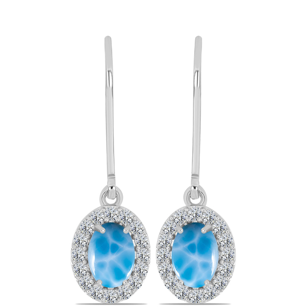 Pendientes de Plata con Larimar de Barahona y Topacio Blanco 1 