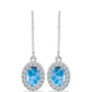 Pendientes de Plata con Larimar de Barahona y Topacio Blanco