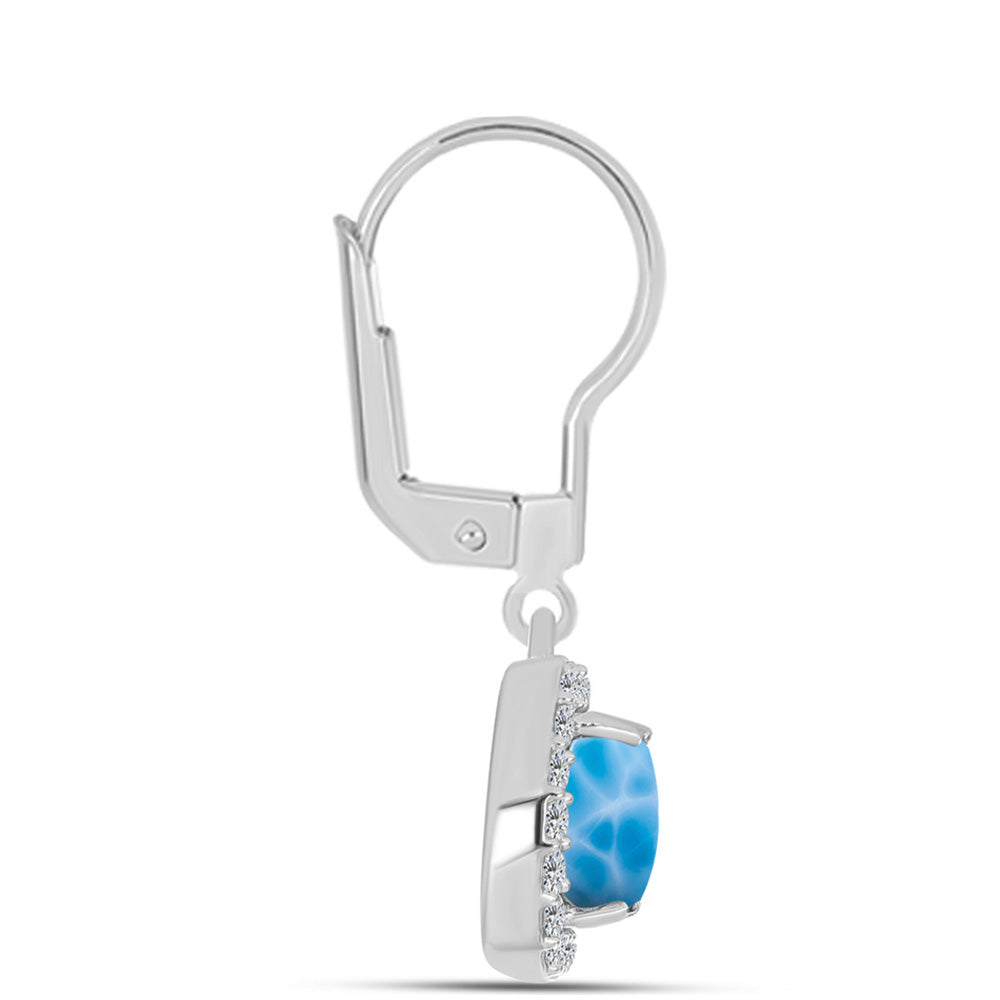 Pendientes de Plata con Larimar de Barahona y Topacio Blanco 2 