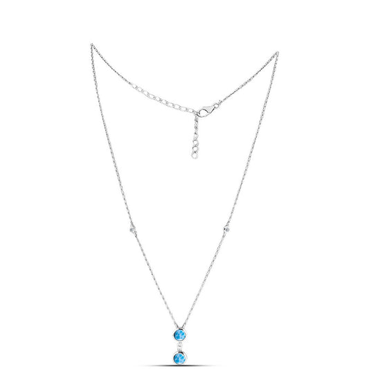 Collar de Plata con Larimar de Barahona y Topacio Blanco