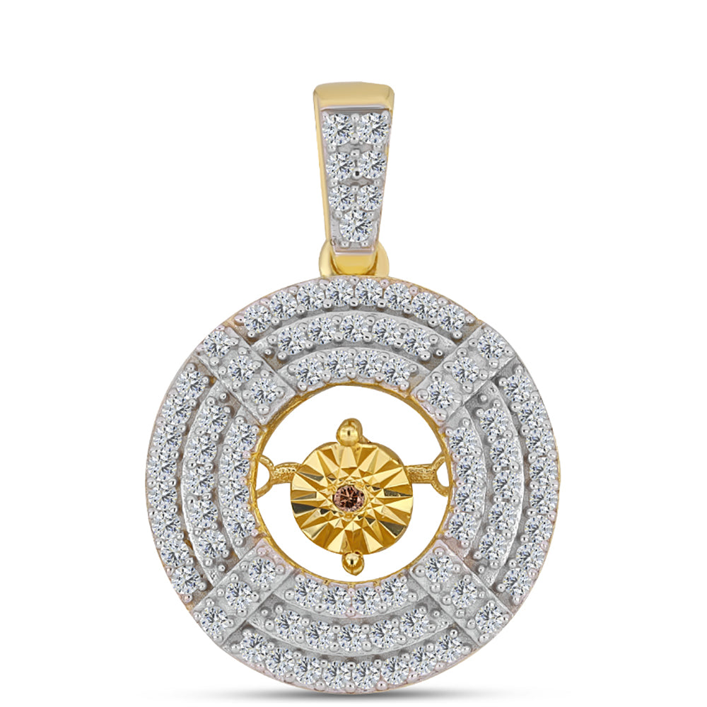 Colgante de Plata Bañada en Oro con Diamante Cognac y Topacio Blanco