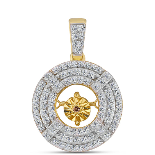 Colgante de Plata Bañada en Oro con Diamante Cognac y Topacio Blanco