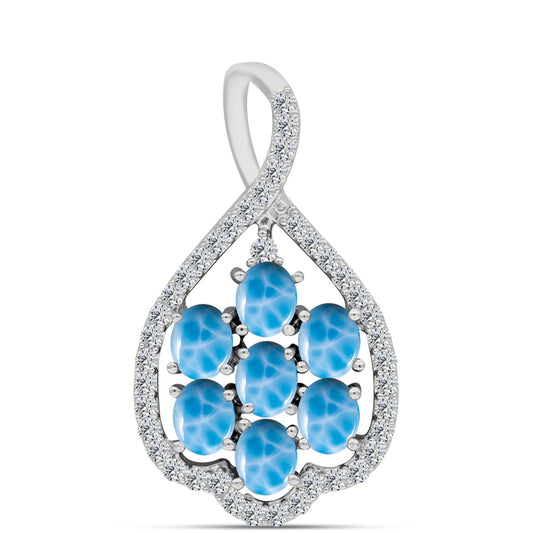 Colgante de Plata con Larimar de Barahona y Topacio Blanco