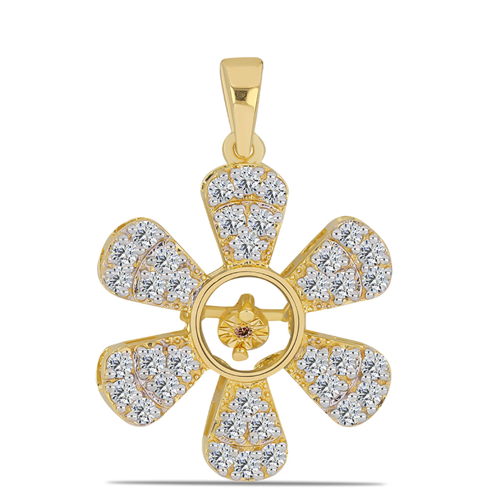 Colgante de Plata Bañada en Oro con Diamante Cognac y Topacio Blanco 1 