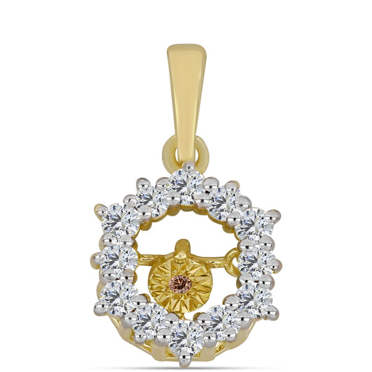Colgante de Plata Bañada en Oro con Diamante Cognac y Topacio Blanco