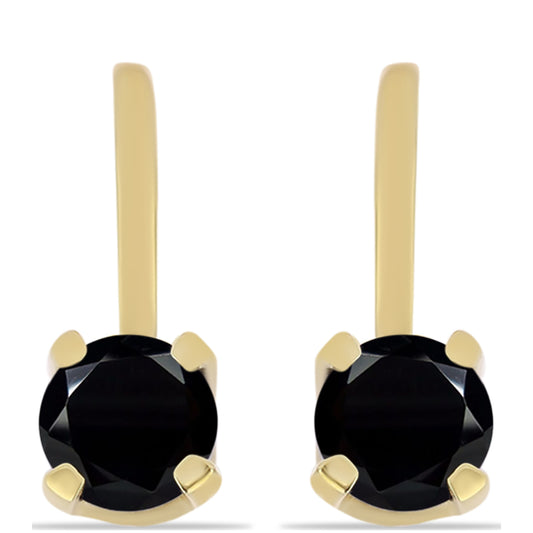 Pendientes de Plata Bañada en Oro con Ónix Negro