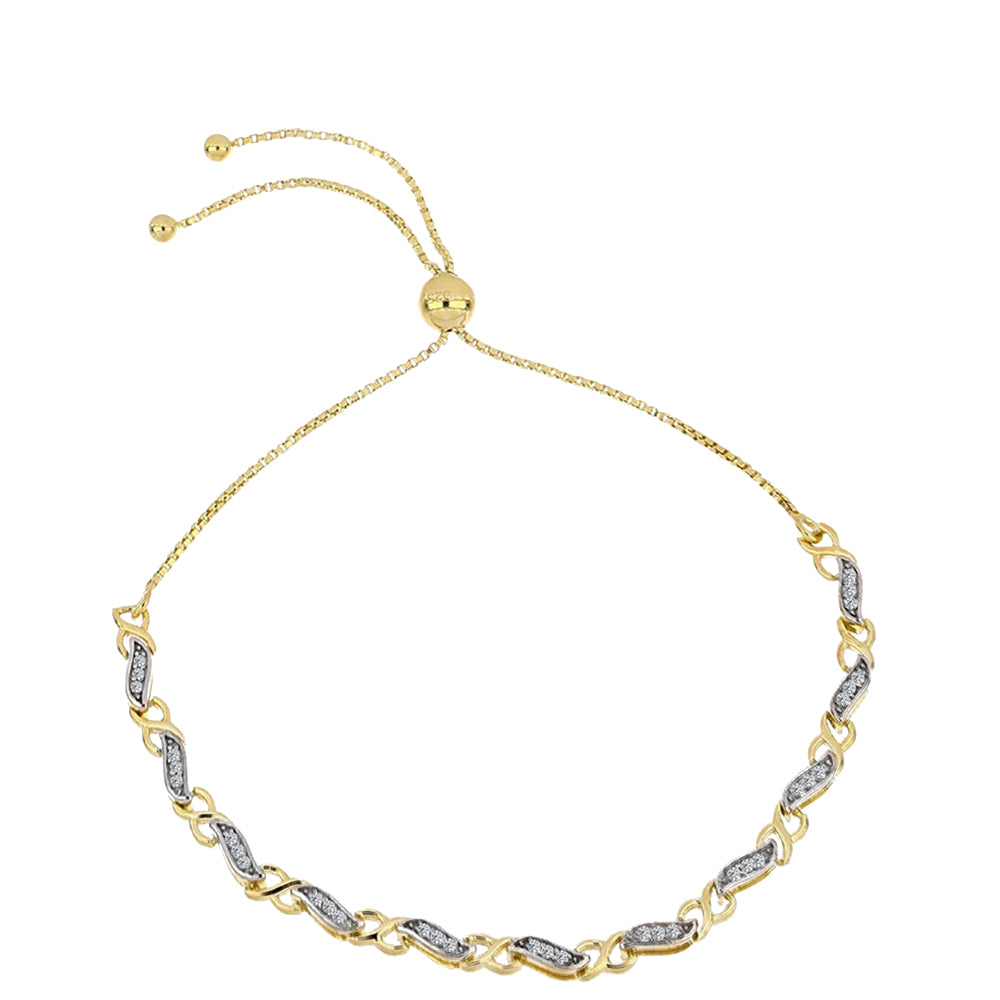 Pulsera de Plata Bañada en Oro con Diamante Cognac y Topacio Blanco