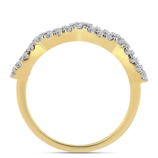 Anillo de Plata Bañada en Oro con Diamante Cognac y Topacio Blanco