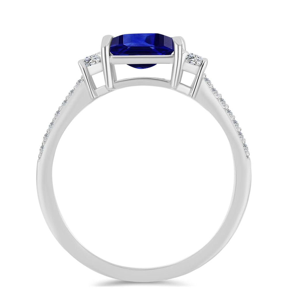 Anillo de Plata con Zafiro Azul Australiano y Topacio Blanco