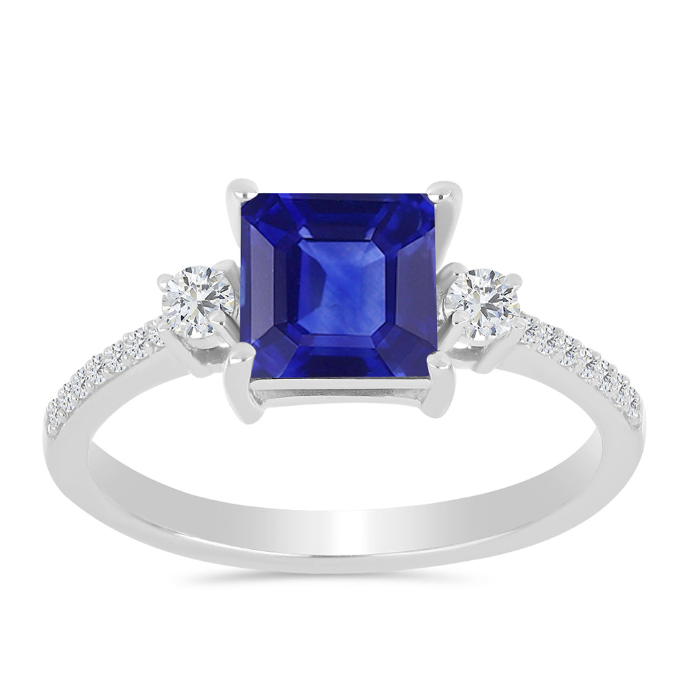 Anillo de Plata con Zafiro Azul Australiano y Topacio Blanco