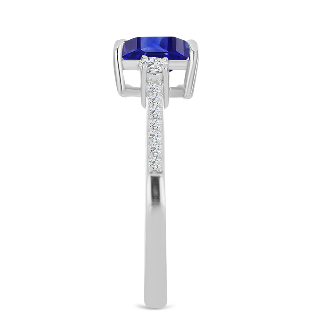 Anillo de Plata con Zafiro Azul Australiano y Topacio Blanco 4 