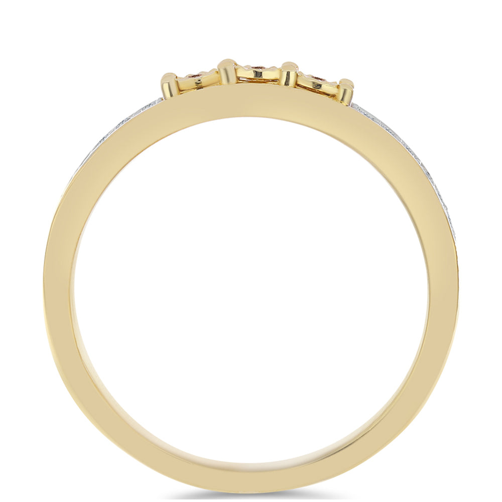 Anillo de Plata Bañada en Oro con Diamante Cognac y Topacio Blanco 2 