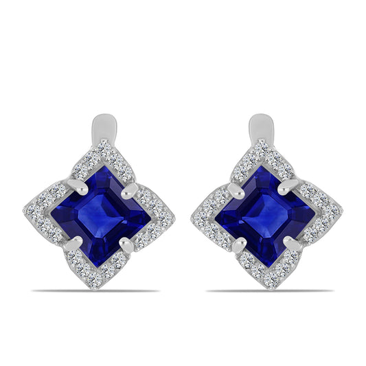 Pendientes de Plata con Zafiro Azul Australiano y Topacio Blanco