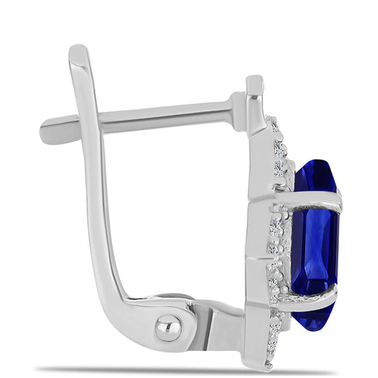 Pendientes de Plata con Zafiro Azul Australiano y Topacio Blanco