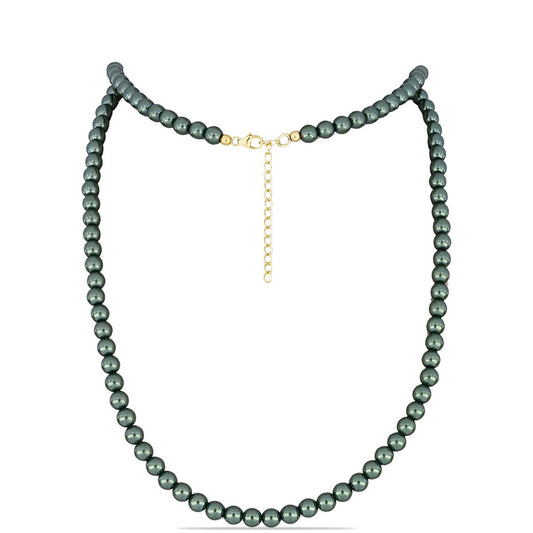Collar de Plata Bañada en Oro con Perla de río Tahiti verde ilusión