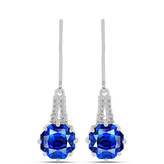 Pendientes de Plata con Zafiro Azul Australiano y Topacio Blanco