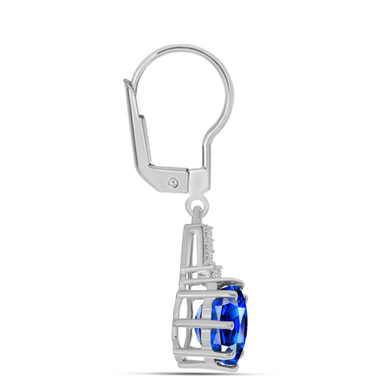 Pendientes de Plata con Zafiro Azul Australiano y Topacio Blanco