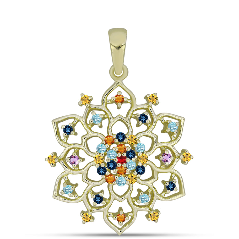 Colgante de Plata Bañada en Oro con Zafiro Arco Iris