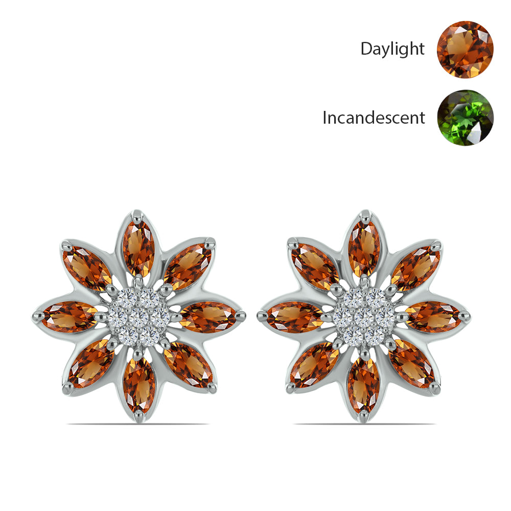 Pendientes de Plata con Zultanita de Anatolia certificado y cultivado en laboratorio y Topacio Blanco