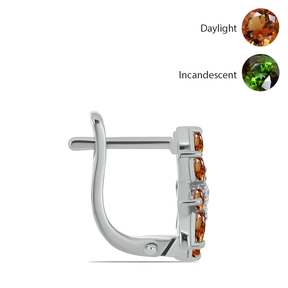 Pendientes de Plata con Zultanita de Anatolia certificado y cultivado en laboratorio y Topacio Blanco 2 