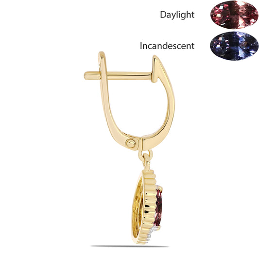 Pendientes de Plata Bañada en Oro con Granate Multicolor de Tsivory y Topacio Blanco