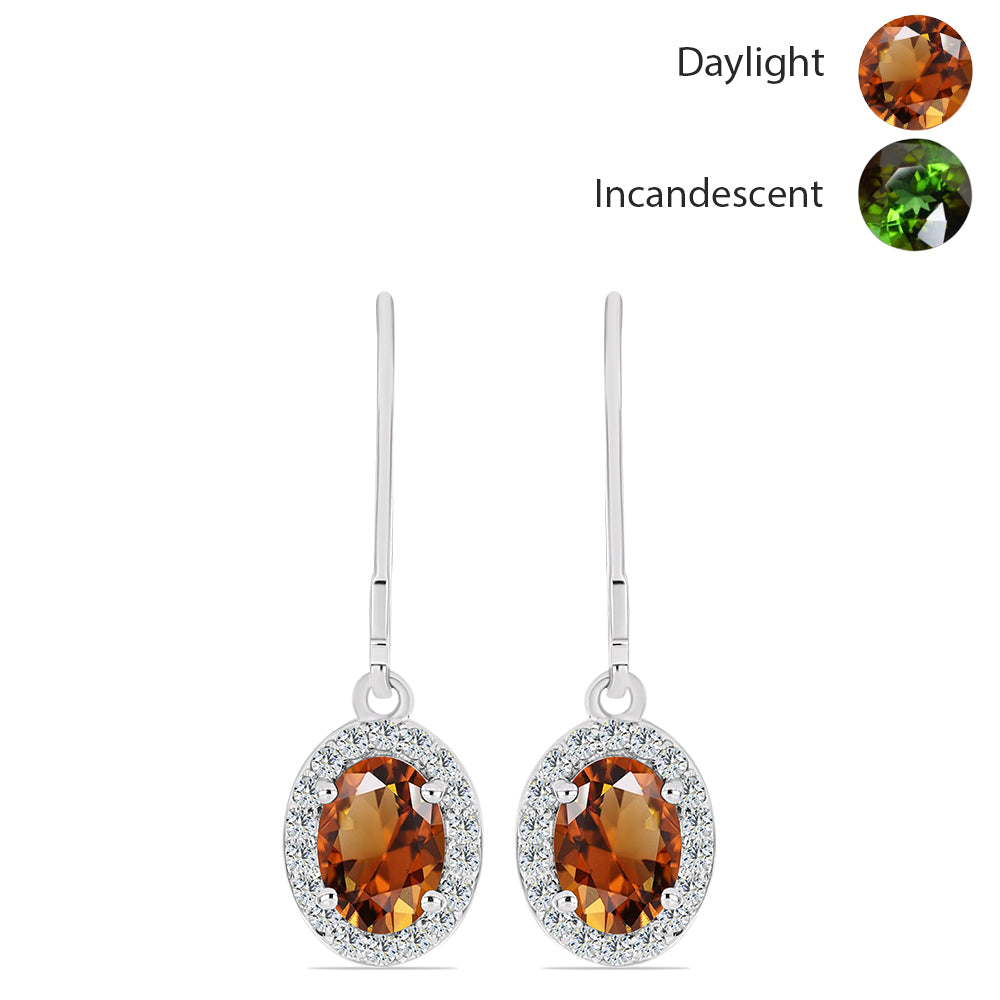 Pendientes de Plata con Zultanita de Anatolia certificado y cultivado en laboratorio y Topacio Blanco 1 