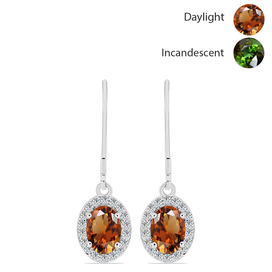 Pendientes de Plata con Zultanita de Anatolia certificado y cultivado en laboratorio y Topacio Blanco