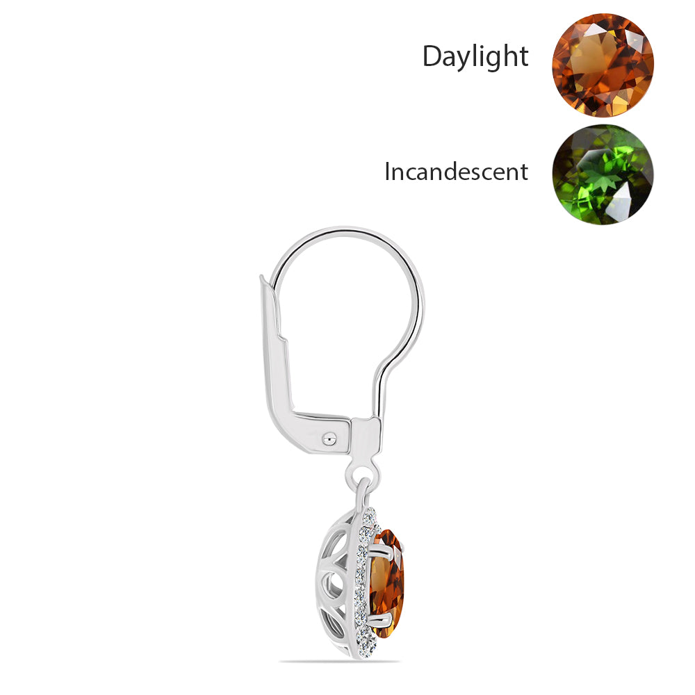 Pendientes de Plata con Zultanita de Anatolia certificado y cultivado en laboratorio y Topacio Blanco 2 