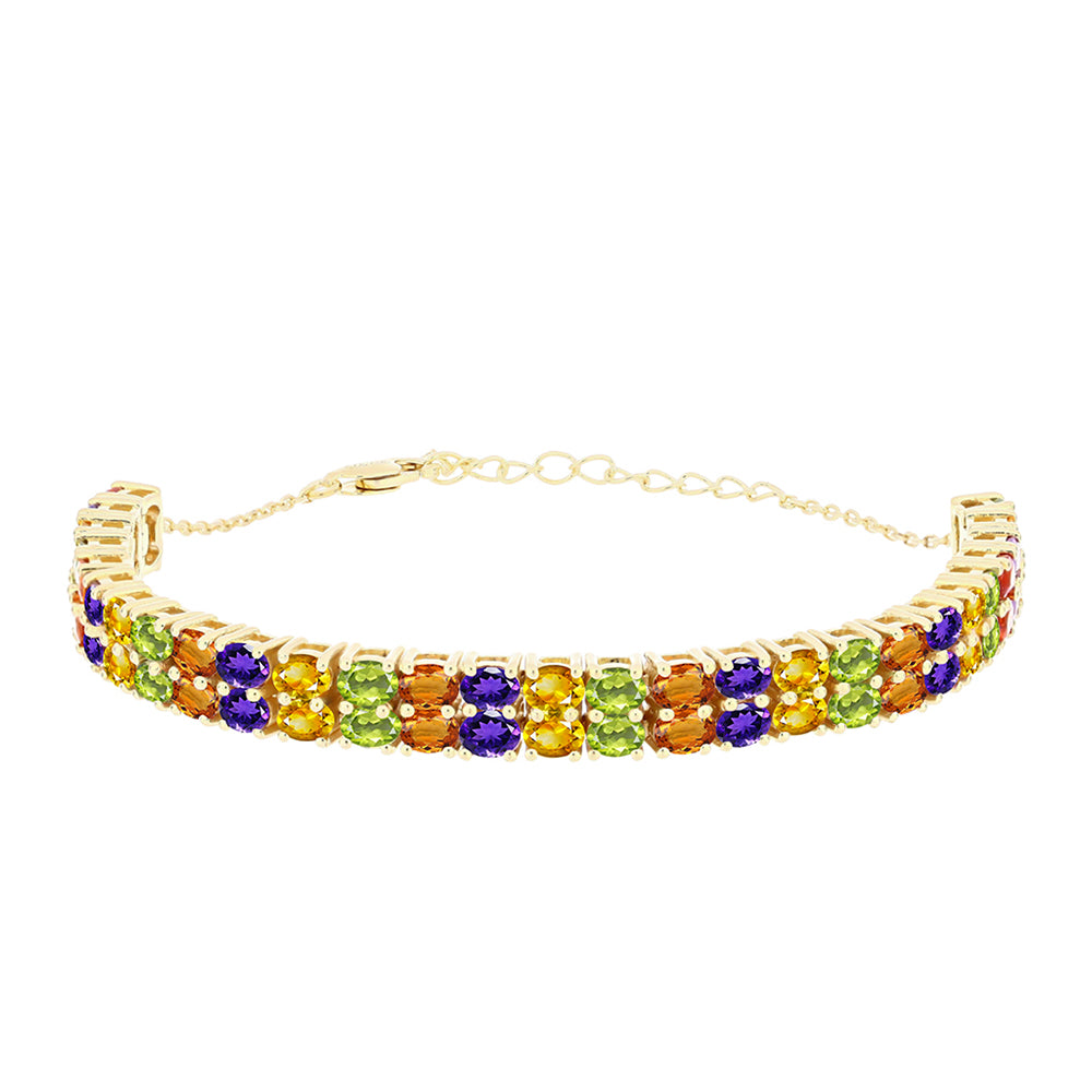 Pulsera de Plata Bañada en Oro con Zafiro Arco Iris 1 