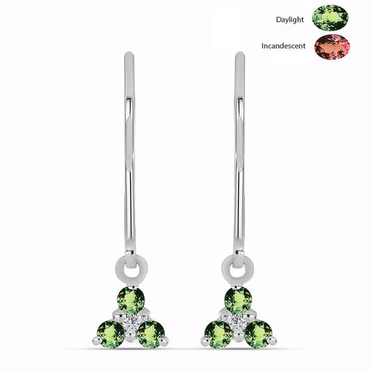 Pendientes de Plata con Alejandrita natural y Topacio Blanco