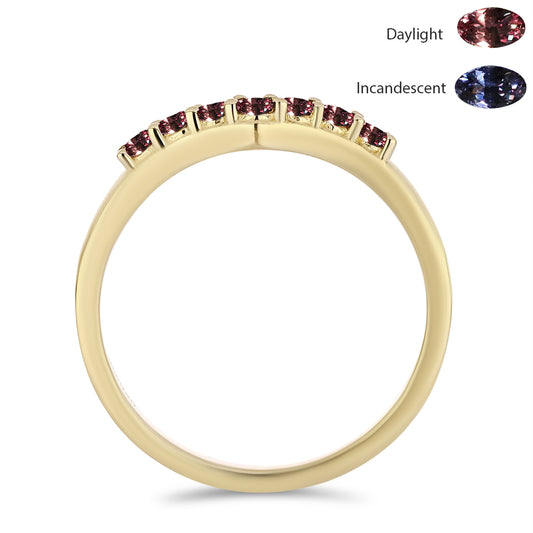 Anillo de Plata Bañada en Oro con Granate Multicolor de Tsivory